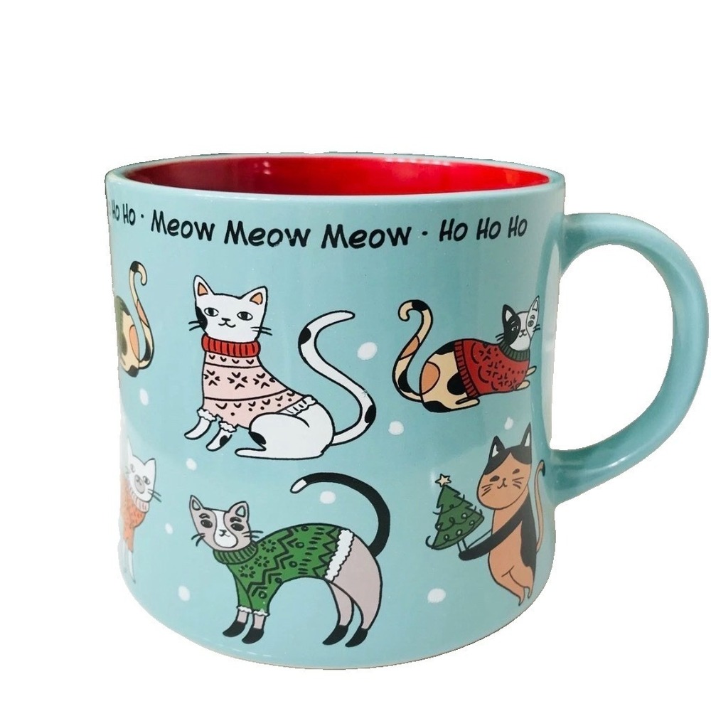 Spectrum Designz Christmas Animal Pet Cat Coffee Mug Cup HO HO HO MEOW MEOW MEOW